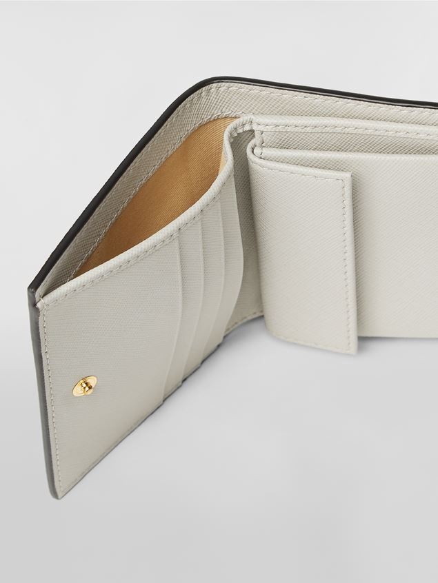 SAFFIANO LEATHER BI-FOLD TRI-COLOURED WALLET WHITE BROWN AND RED - 4