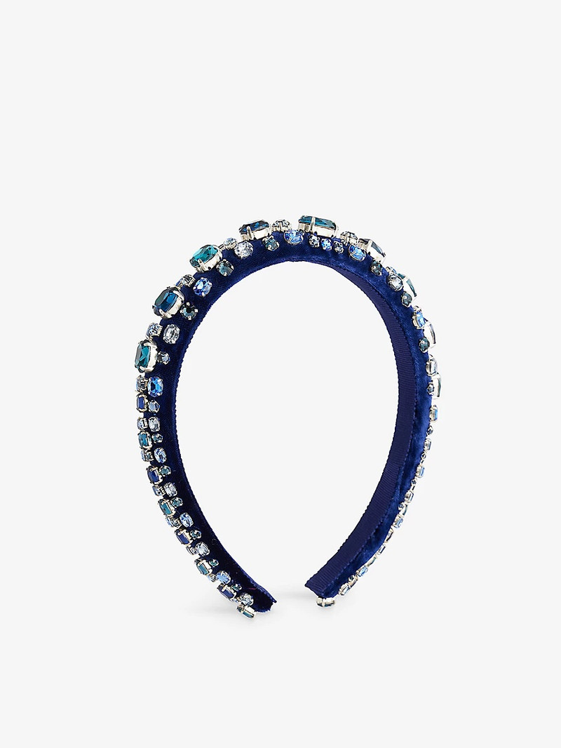 Luciana Crystal-Embellished Velvet Headband 1