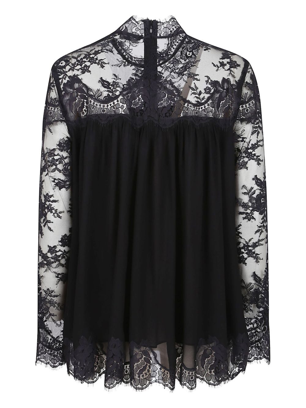 lace-panel high-neck top - 2