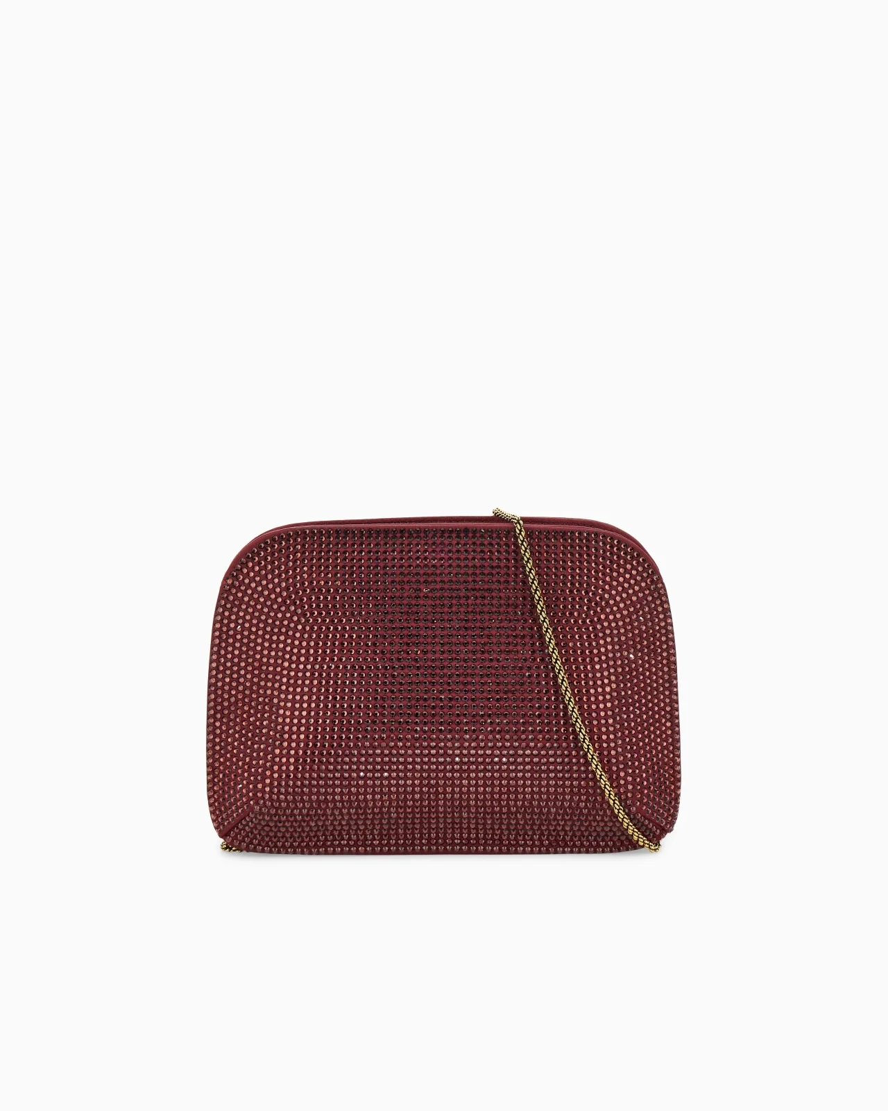 SATIN AND SILK CLUTCH WITH RHINESTONES AND CHAIN SHOULDER STRAP - 1