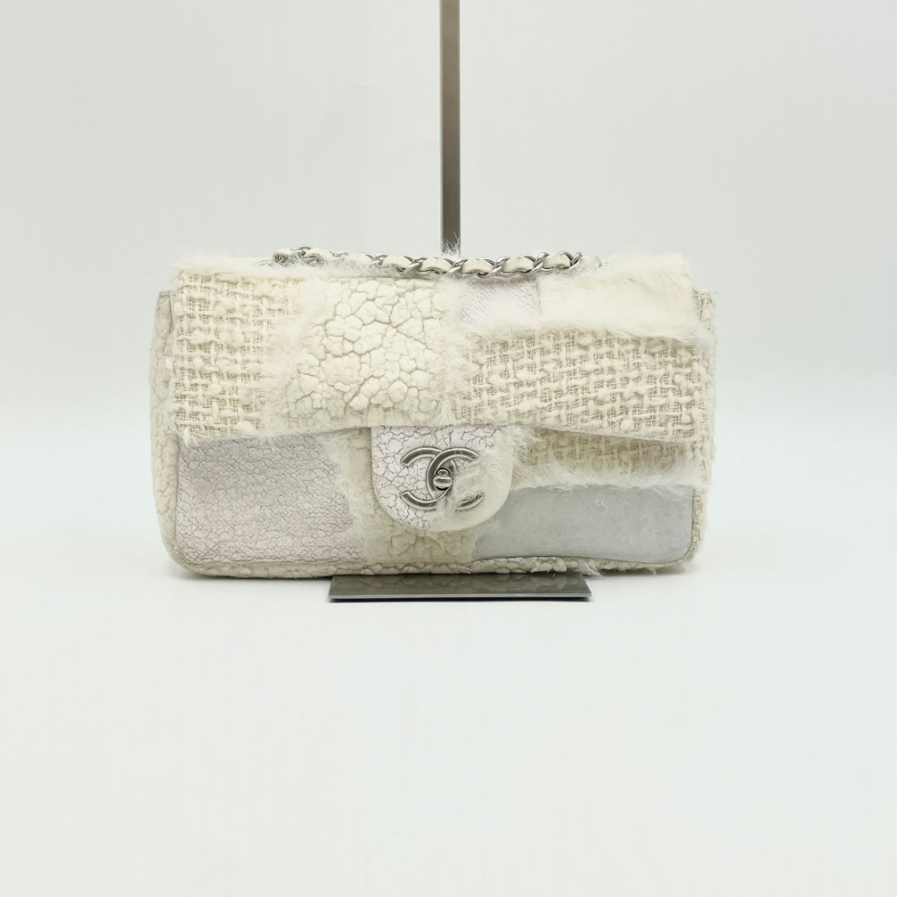 Chanel No. 14 Ivory Patchwork Tweed Flap Bag Medium - 4