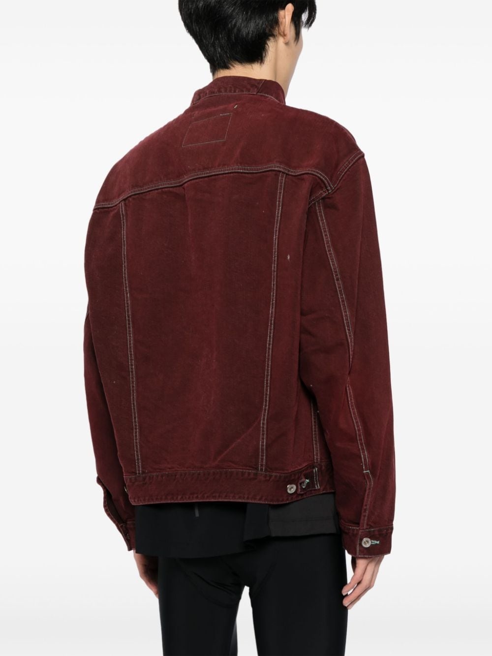contrast-stitching denim jacket - 4