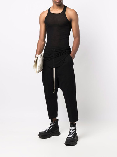 Rick Owens drop-crotch cropped drawstring trousers outlook