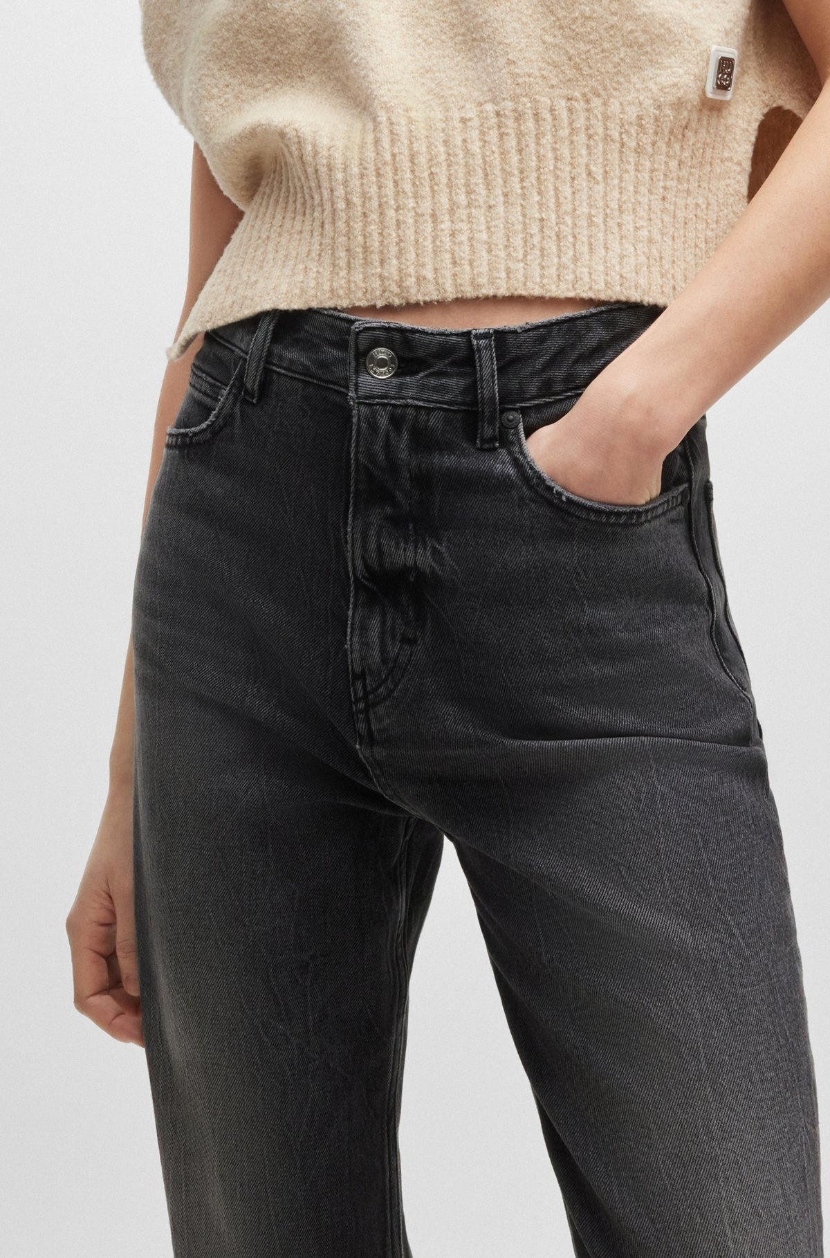MOM-FIT JEANS IN DARK-GRAY COMFORT-STRETCH DENIM - 5