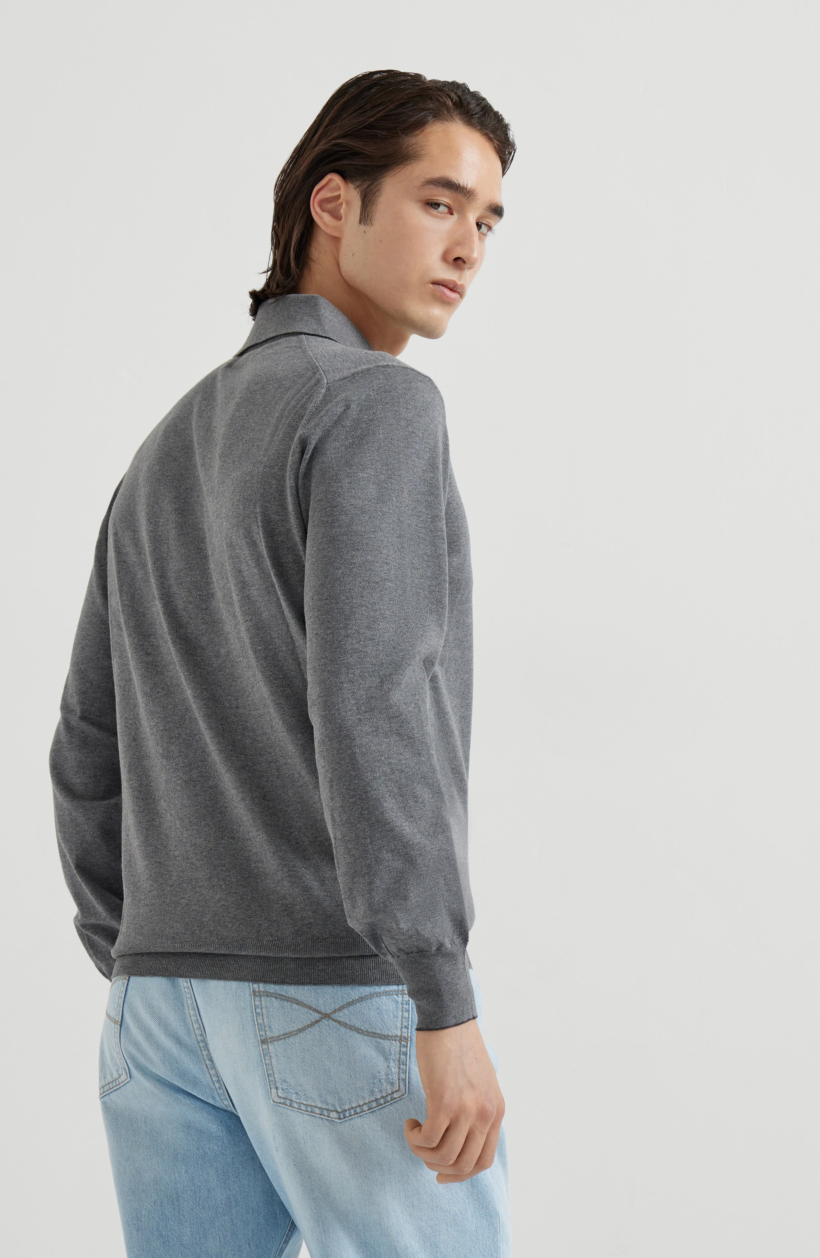 Brunello Cucinelli Polo-style sweater in Dark Grey at Nordstrom - 3