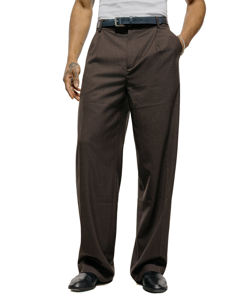 DE BONNE FACTURE Grandad Trouser Super 130's Cold Wool Bark Brown outlook