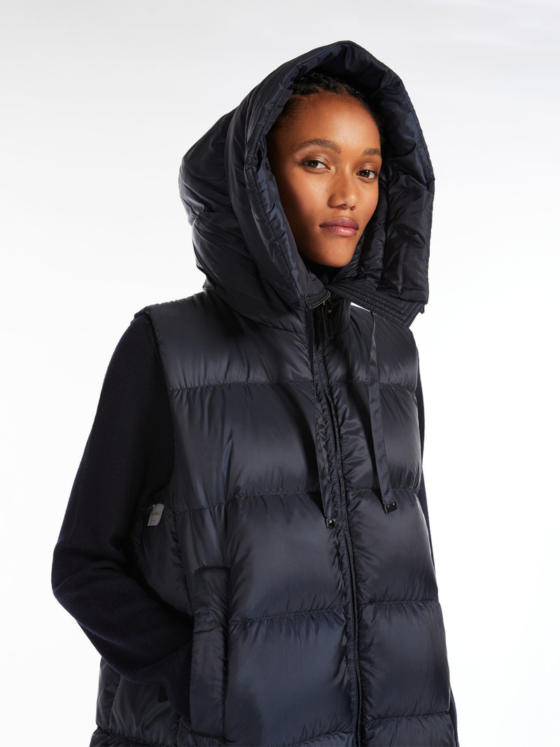 SEIVEST Long gilet in water-repellent canvas 5