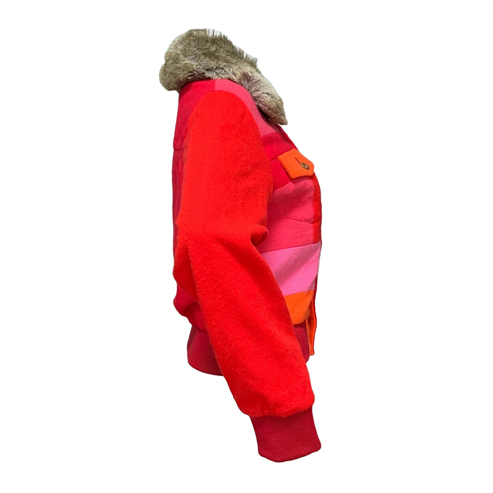 TRICOT COMME DES GARÇONS Fur Trim Patchwork Jacket - 3