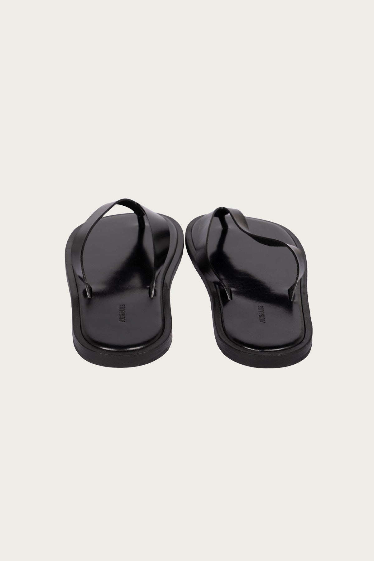 Leather Tong Sandals - Black - 3