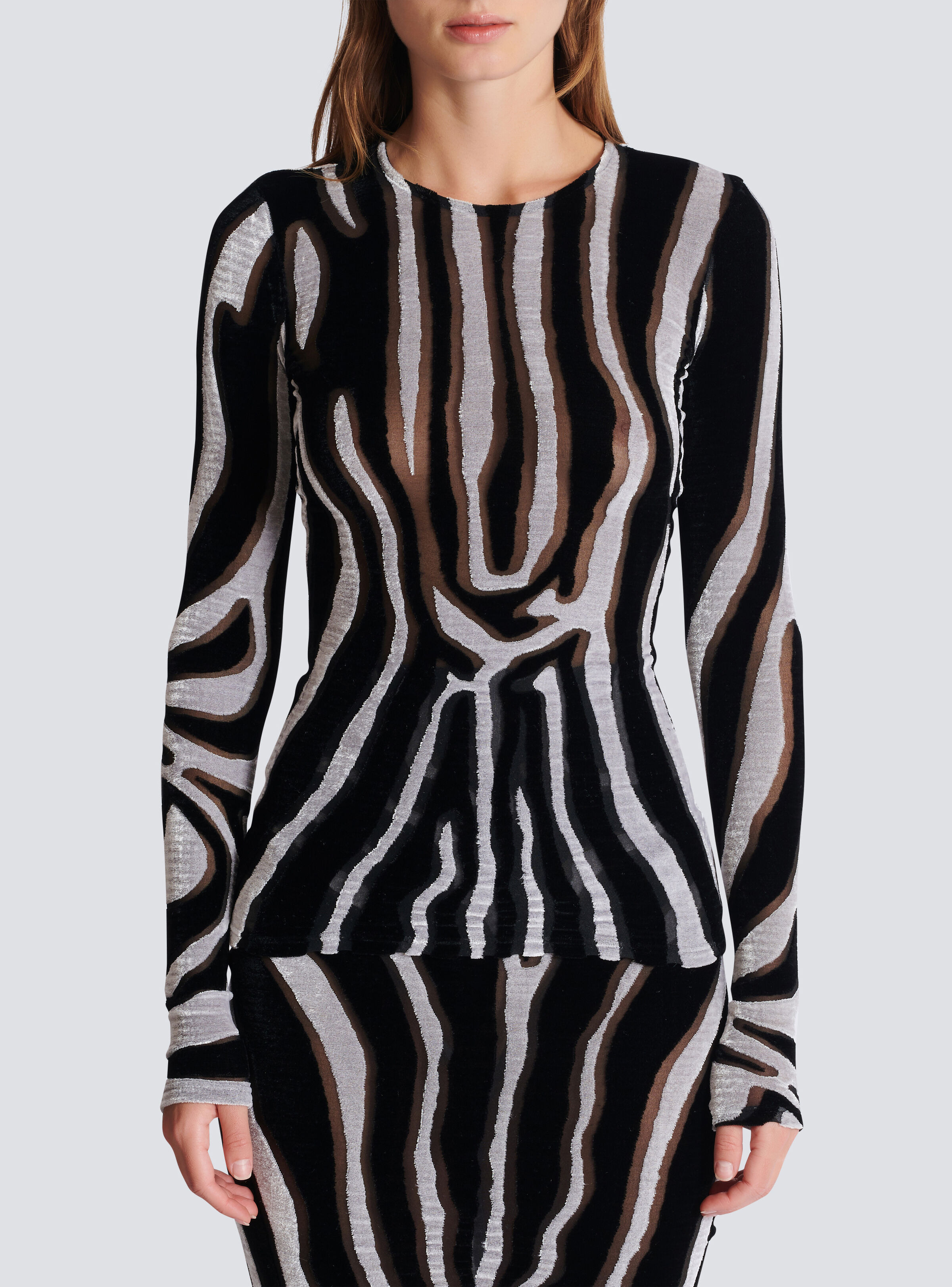 Zebra-print velvet bodycon top - 5