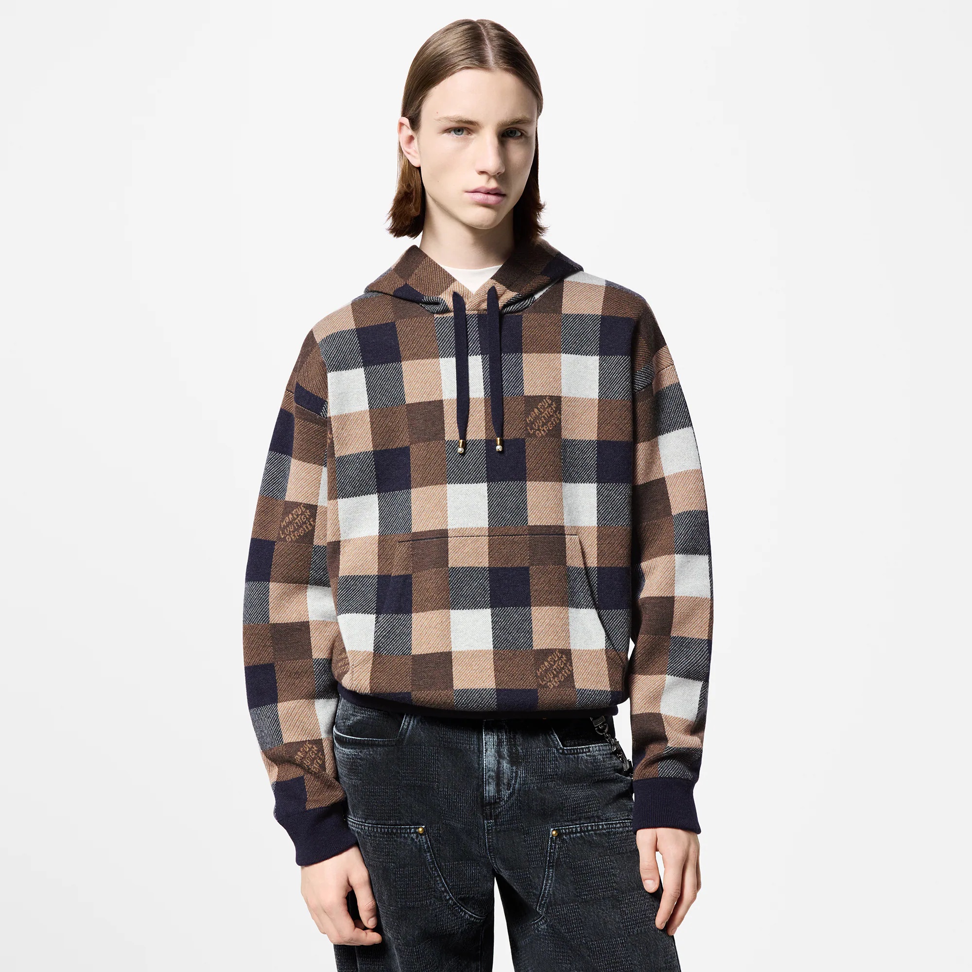 Damier Cashmere And Wool-Blend Hoodie - 2