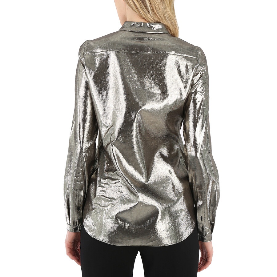 Burberry Ladies Pintuck Detail Silk Shirt - 6