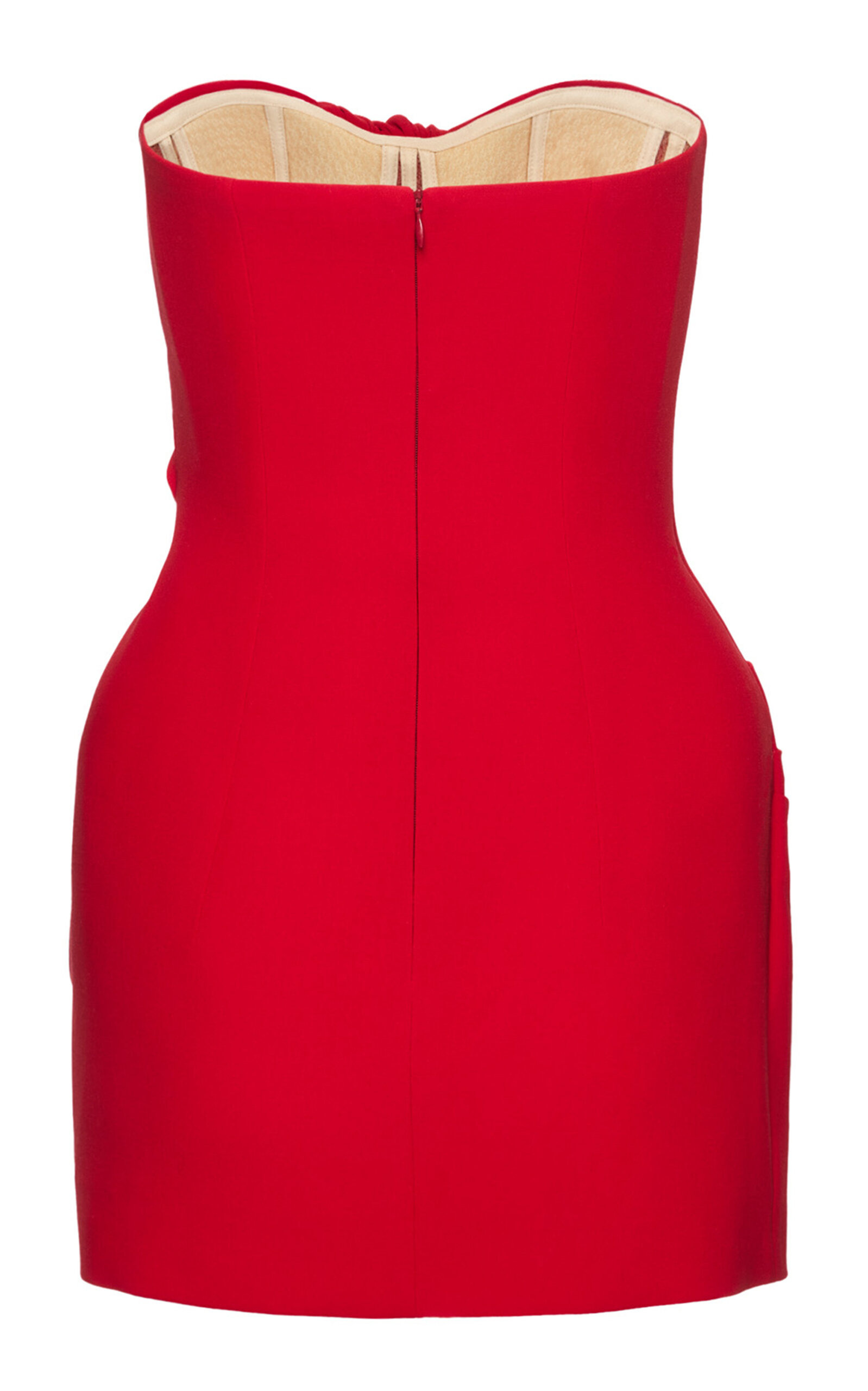 Gathered Wool Mini Dress red - 5