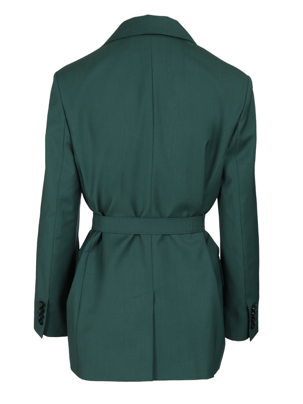 Wool Canvas Blazer With Belt Jackets Green - 2