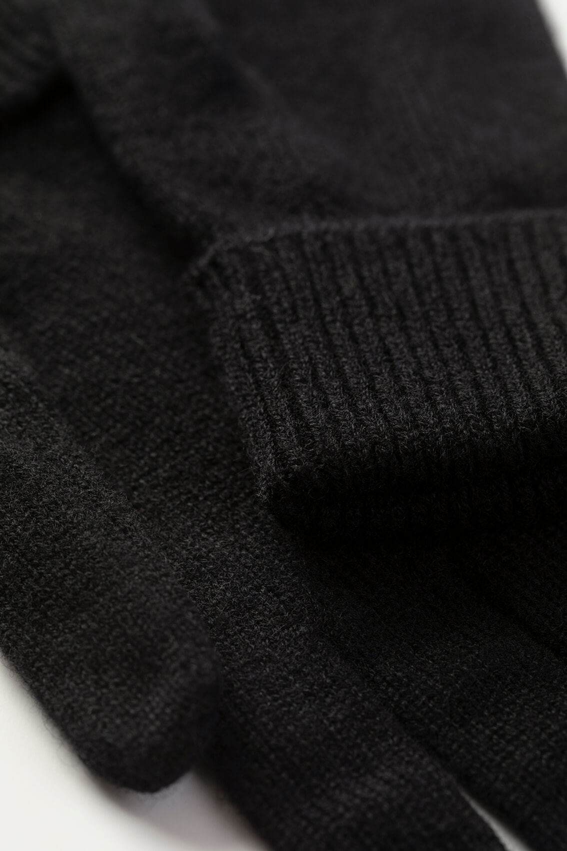 Black Cashmere Gloves with Turnback Cuffs - 2