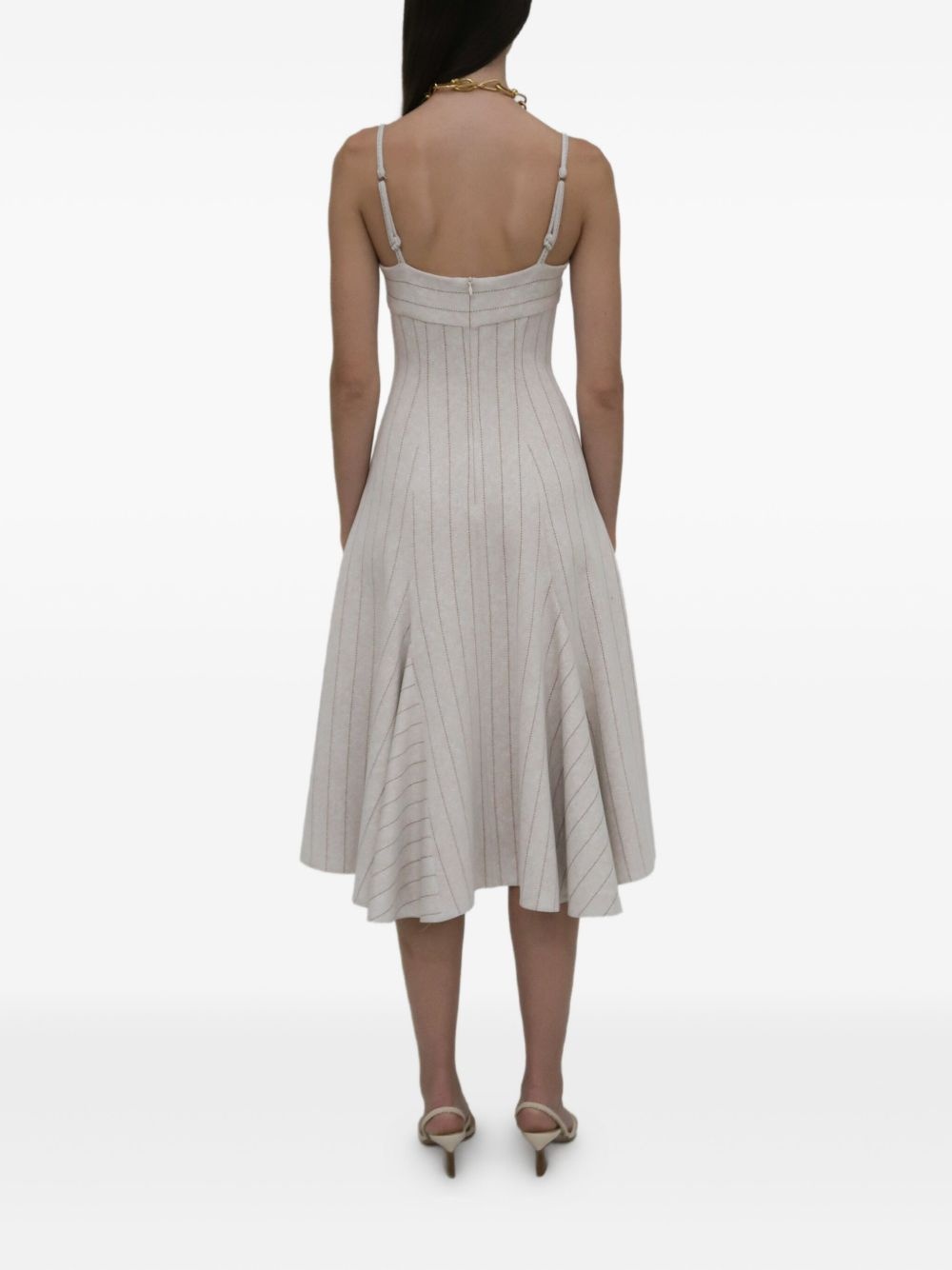 pinstripe godet dress - 4