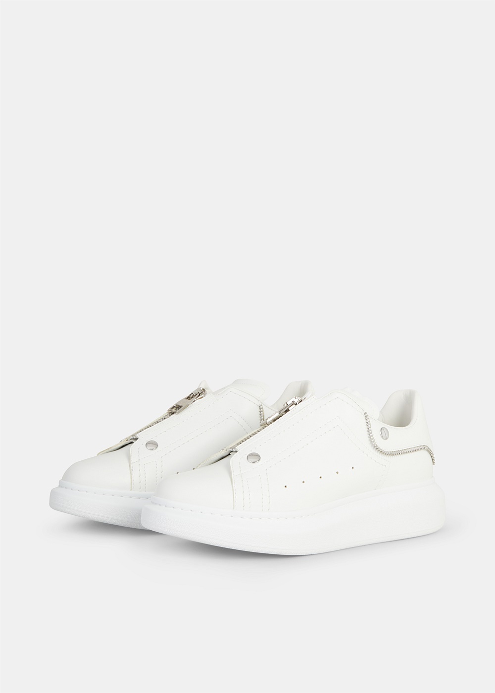 White Oversized Zip Sneakers - 2