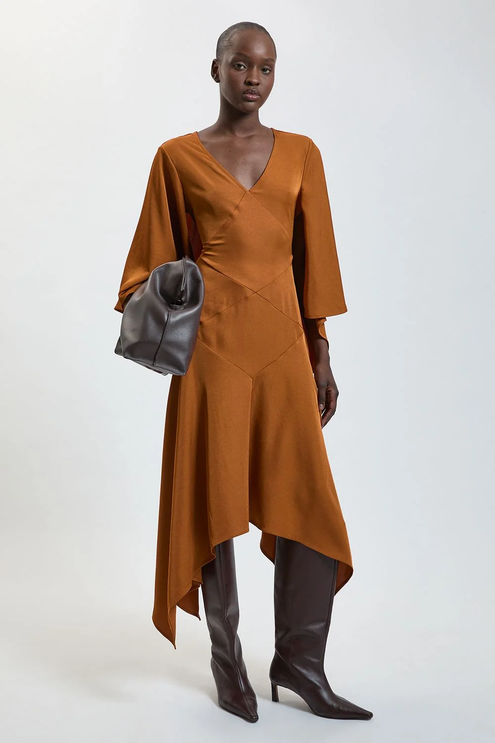 Signature Crepe Hanky Seam Detail Midi Dress - 1