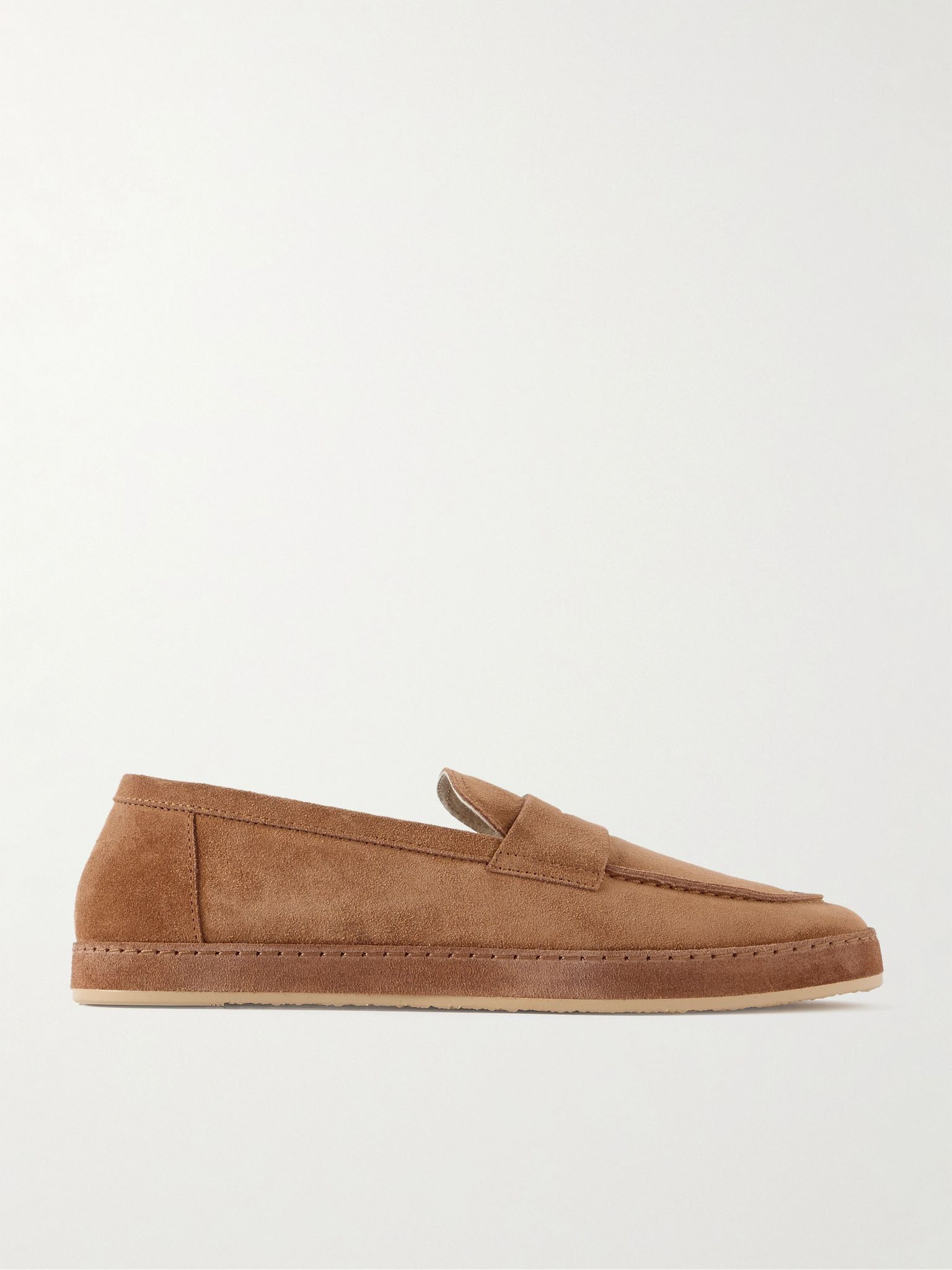 Washed-Suede Penny Loafers Brown - 1