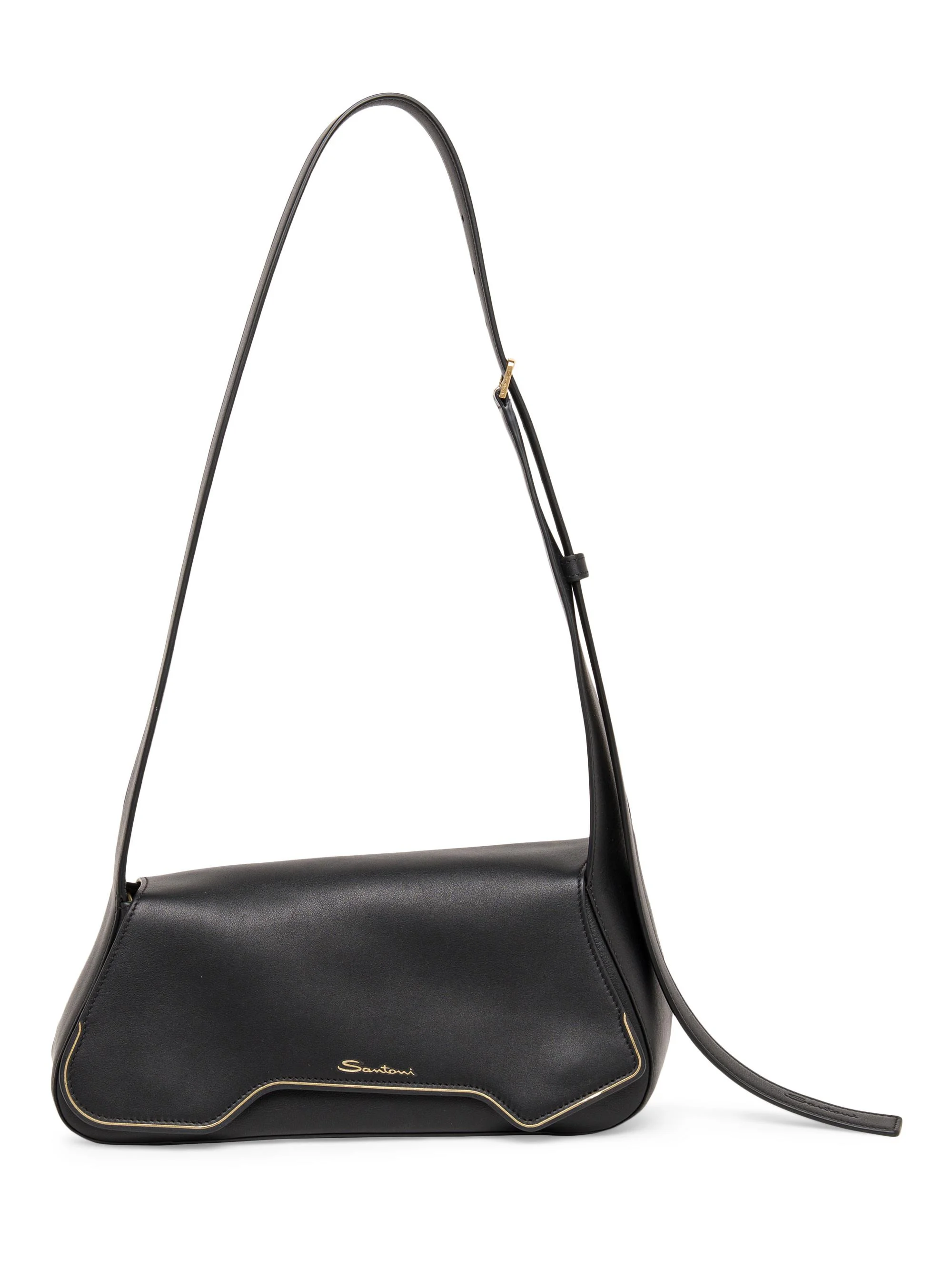 Women's Soft Pluto Leather Shoulder Bag - Black - 1