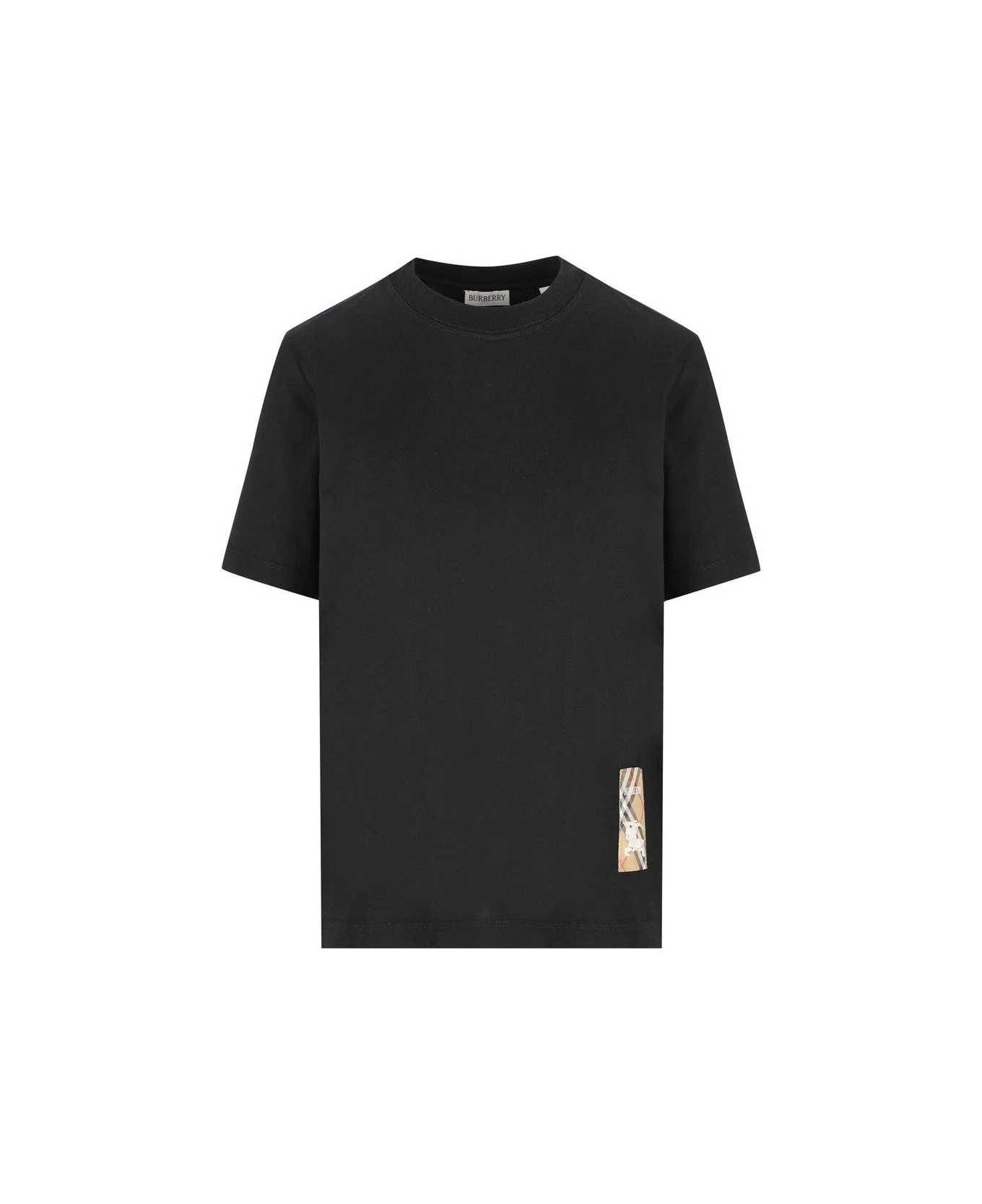 Checked Patch Crewneck T-shirt - 1