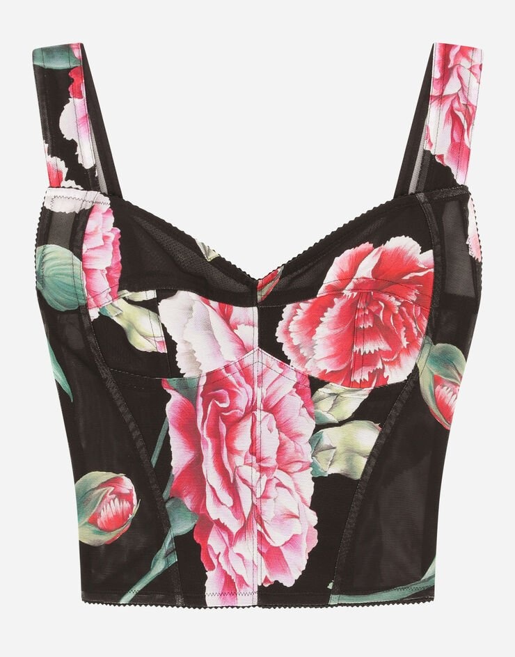 Carnation-print marquisette corset - 3