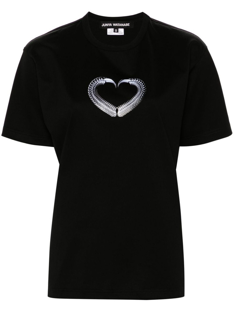 graphic-heart print cotton T-shirt 1