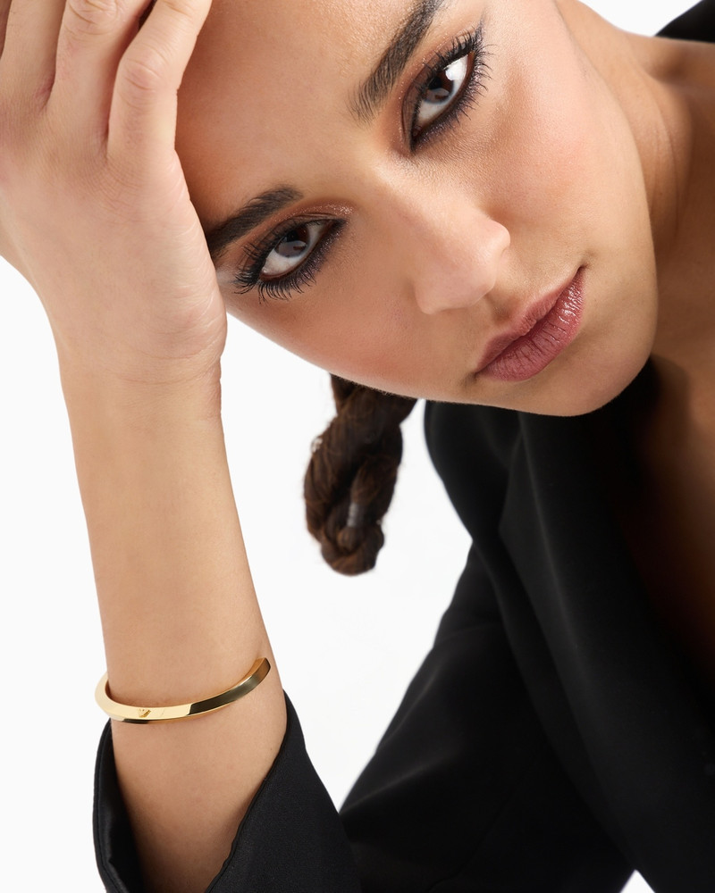 EMPORIO ARMANI GOLD-TONE BRASS BANGLE BRACELET outlook