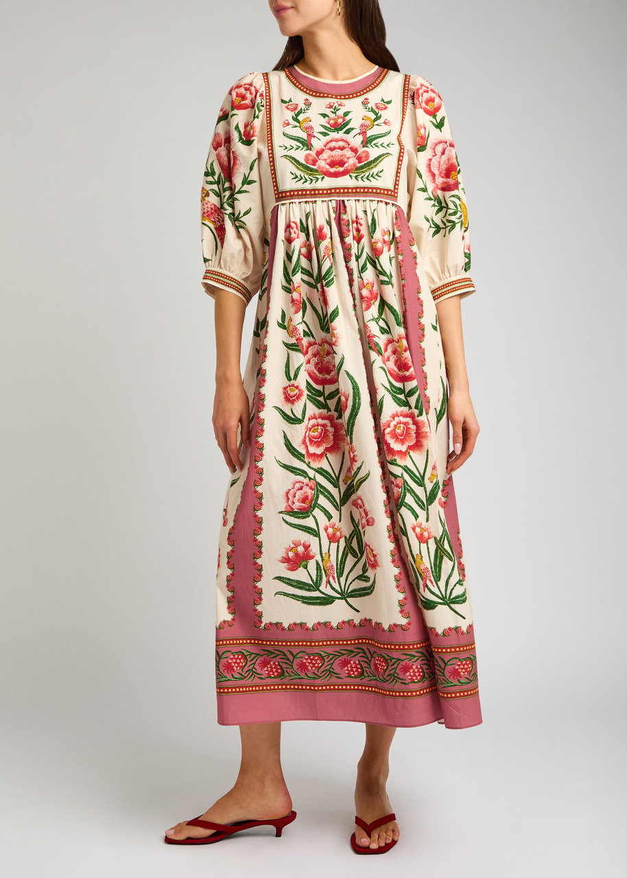 Farm Rio Ainika Printed Poplin Midi Dress - 6