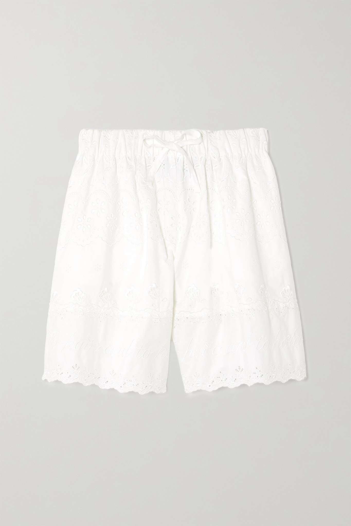Scalloped embroidered broderie anglaise cotton-poplin shorts - 1