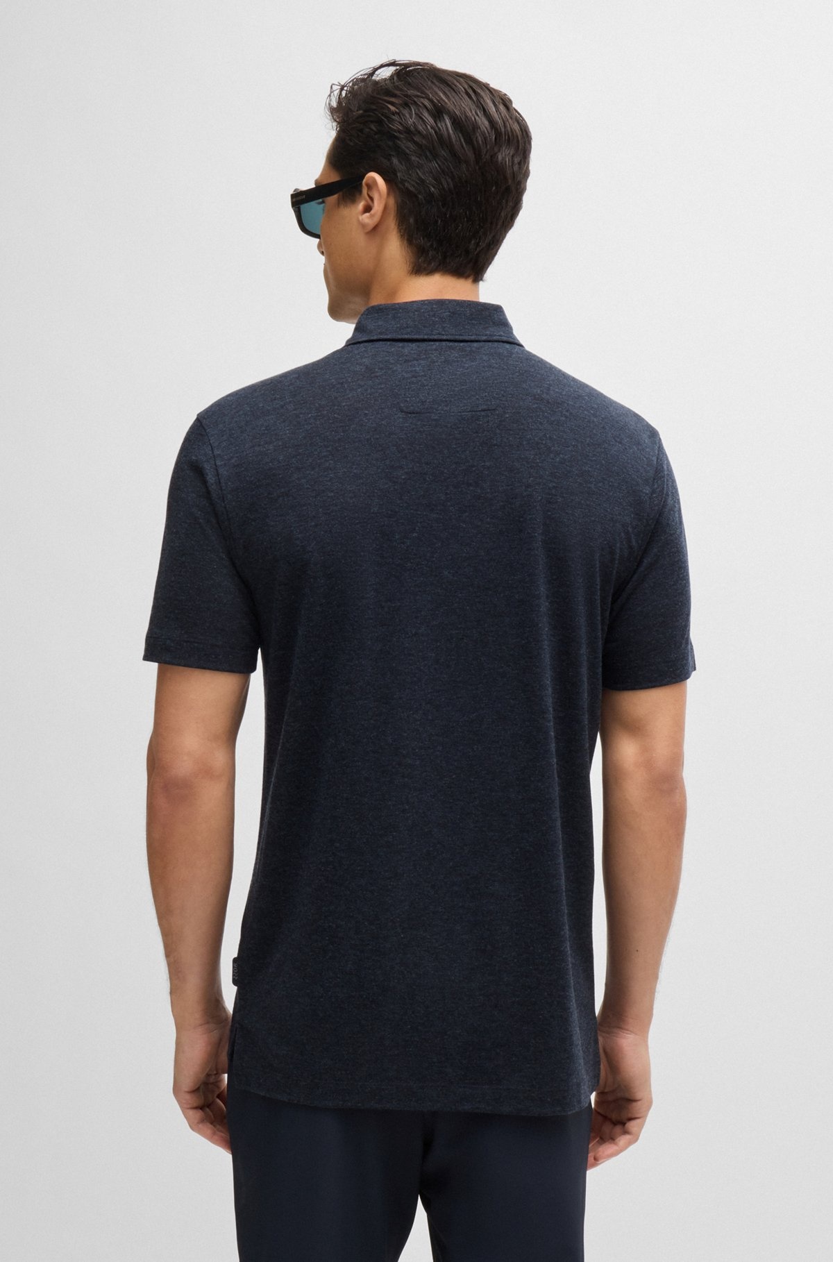 SLIM-FIT POLO SHIRT WITH STRIPED COLLAR - 5