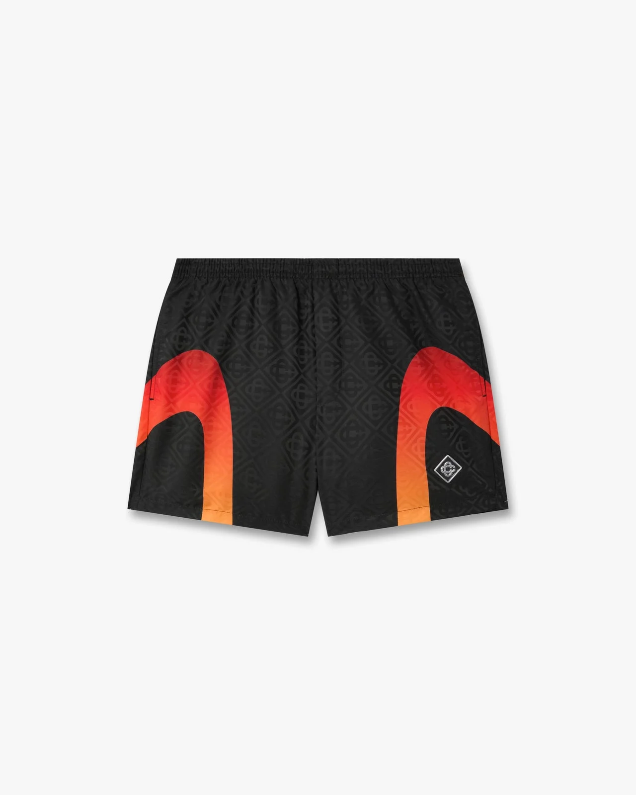 Black & Orange Gradient Jacquard Swim Shorts - 1