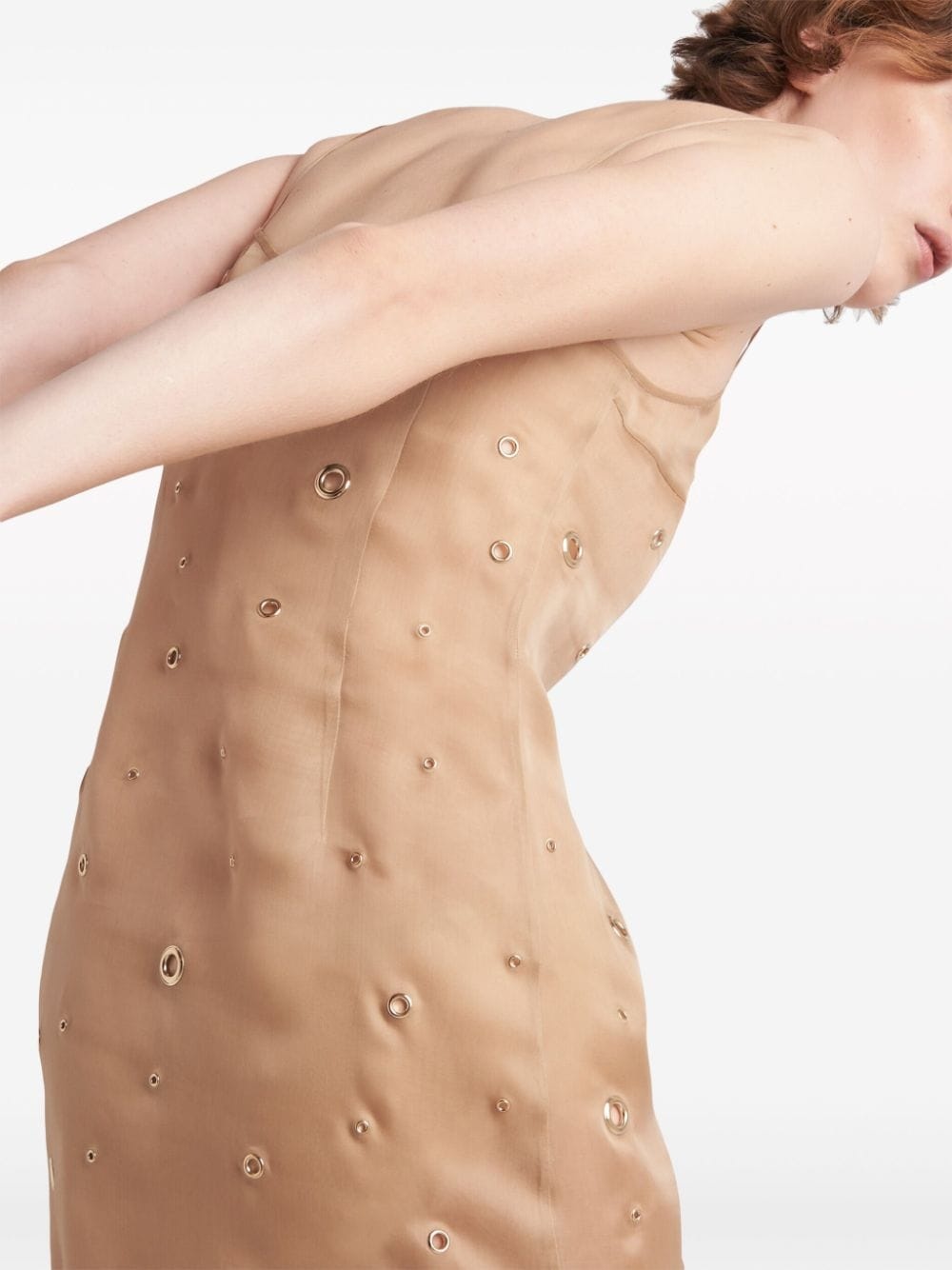 eyelet-detail organza midi dress - 5