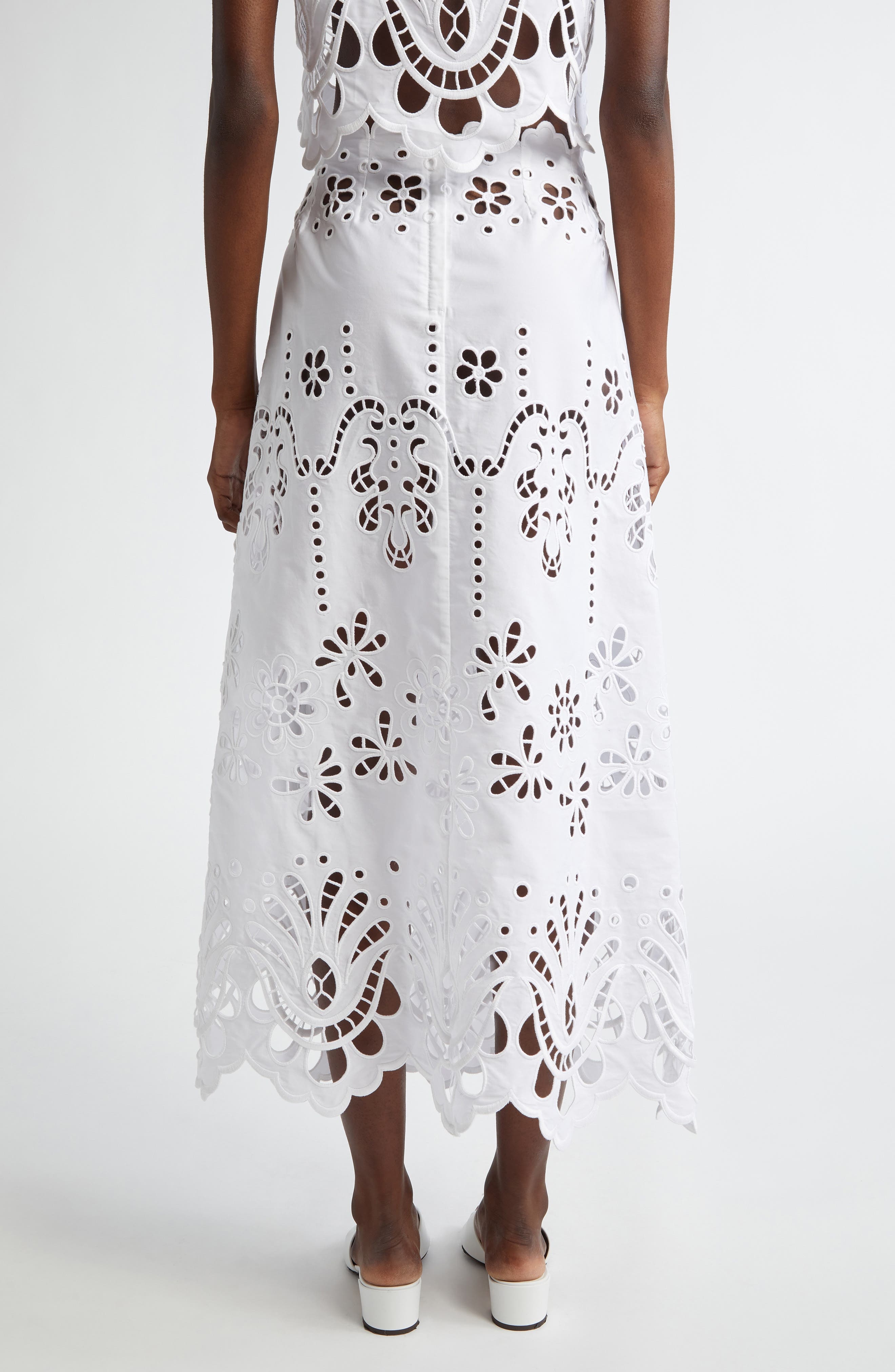 Dolce&Gabbana Cutwork Embroidery A-Line Skirt in Bianco Ottico at Nordstrom - 3