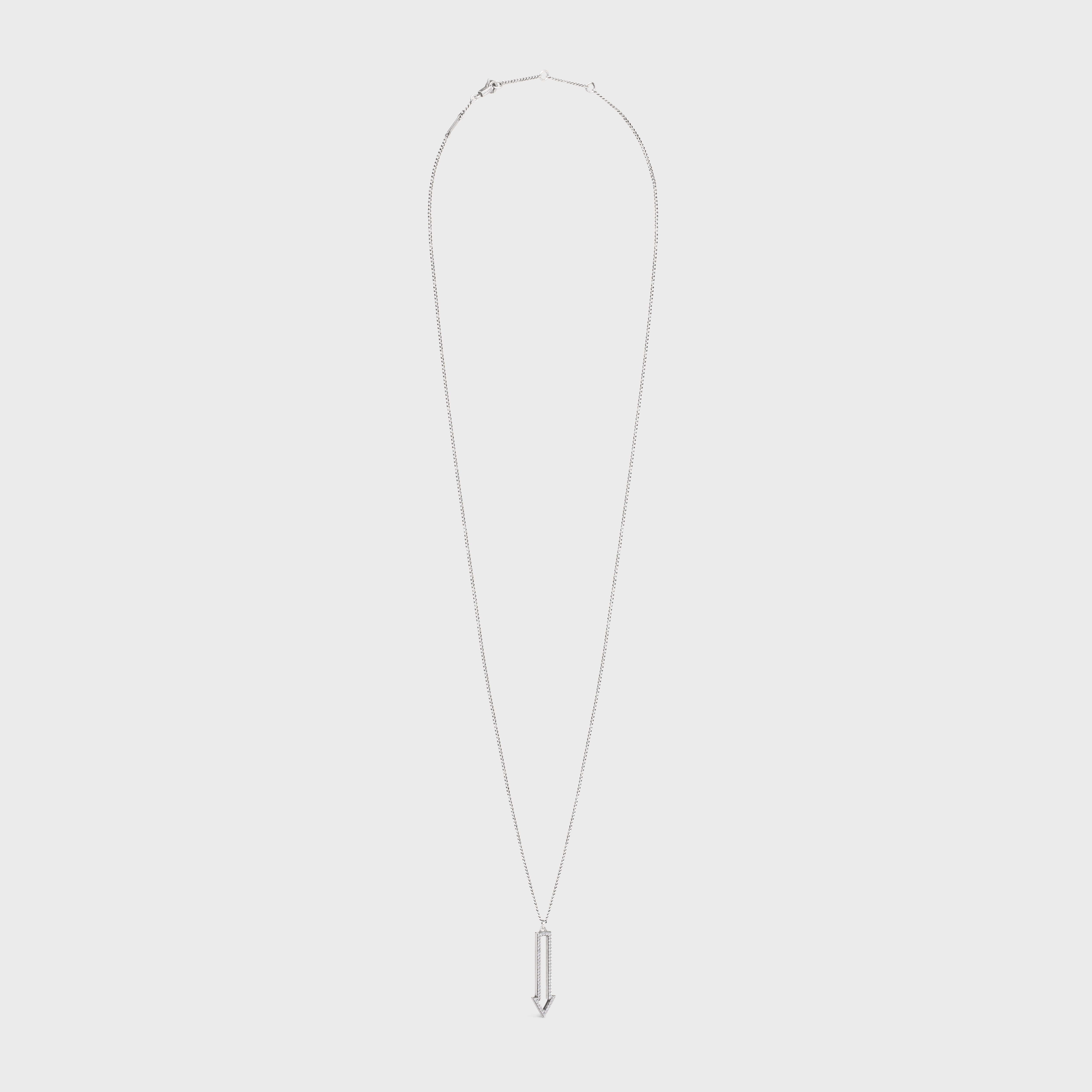Celine Arrow Necklace in Brass with Rhodium Finish and Crystals - 3