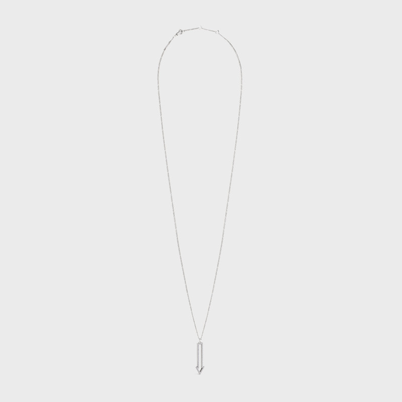 Celine Arrow Necklace in Brass with Rhodium Finish and Crystals 3