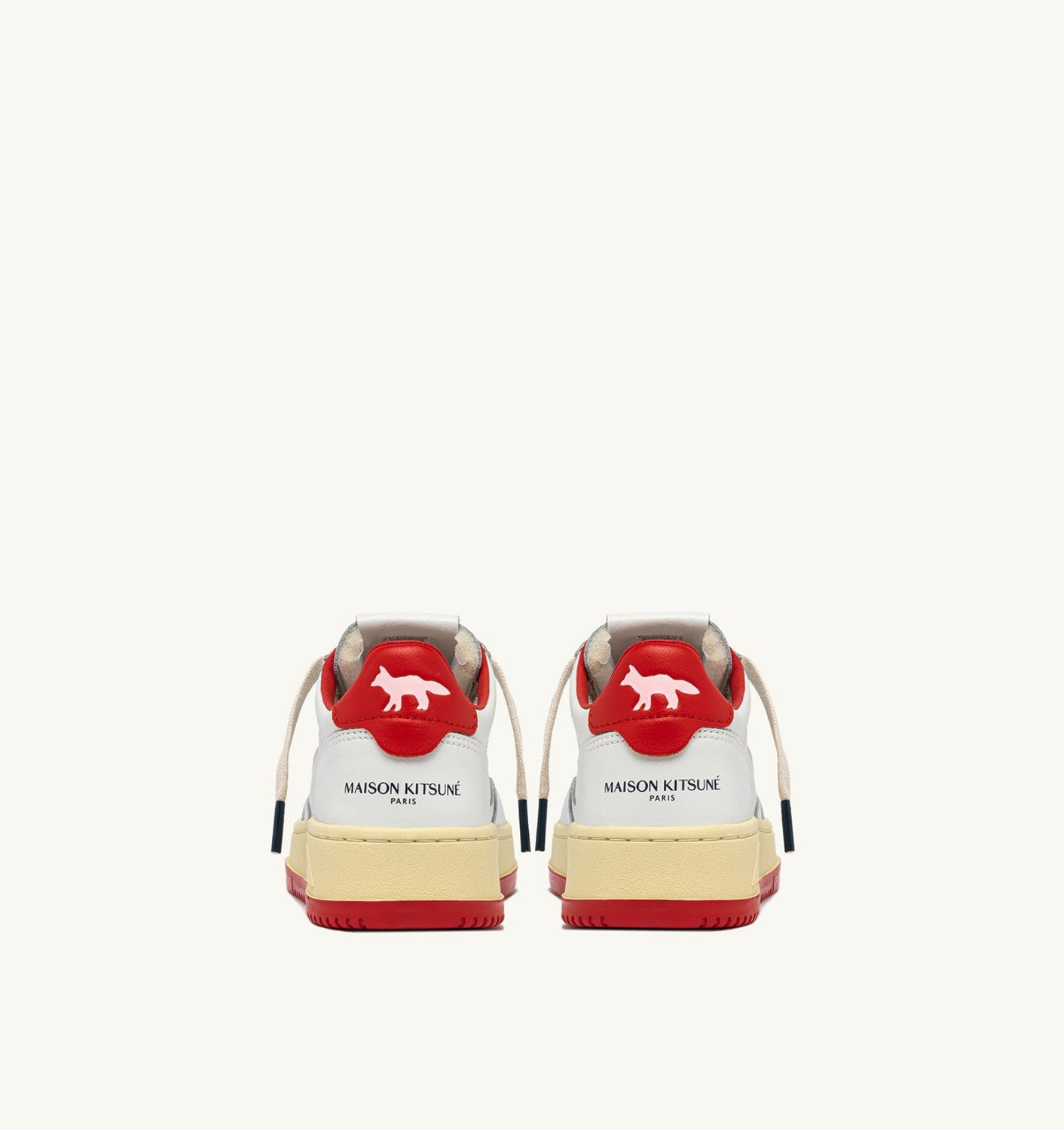 MEDALIST LOW 'MAISON KITSUNÉ' SNEAKERS IN WHITE AND CLAY RED LEATHER - 5