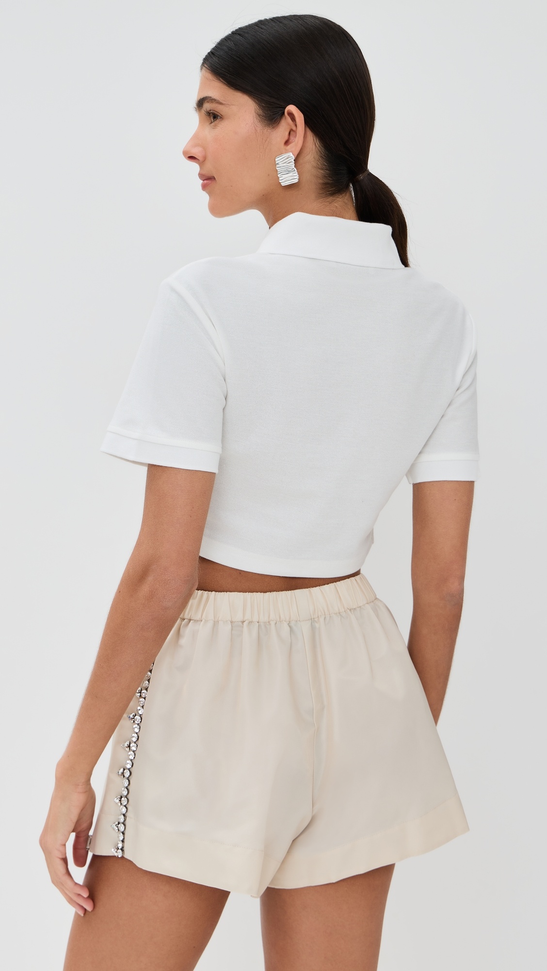 Crystal Heart Cutout Cropped Polo - 2