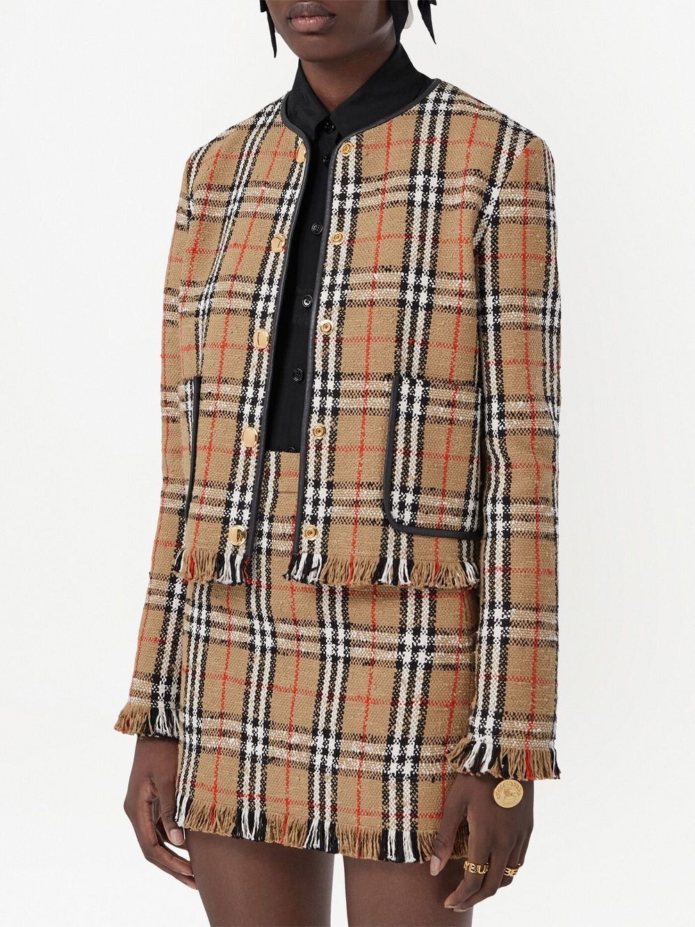 Vintage-Check Bouclé collarless jacket - 3