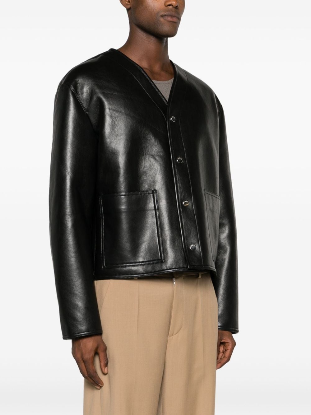 faux-leather bomber jacket - 4