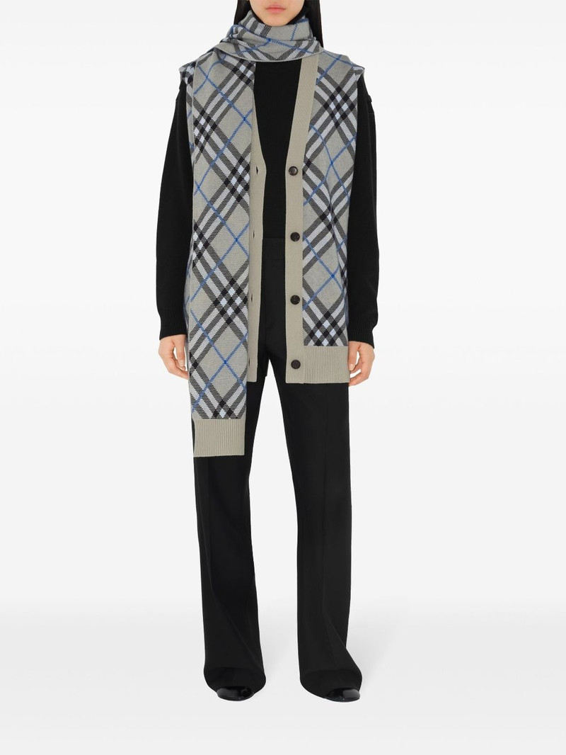 Burberry checked sleeveless cardigan and scarf outlook