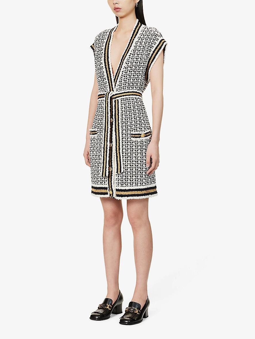 GUCCI V-neck sleeveless cotton-blend knitted cardigan selfridges