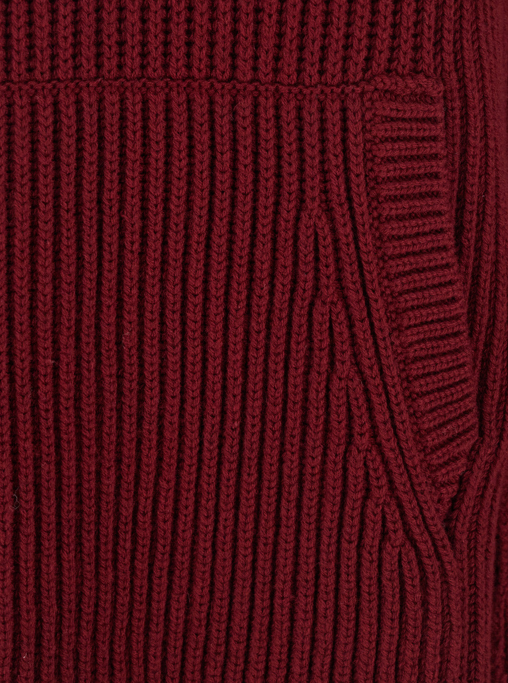 Max Mara Women Bordeaux Ribbed Crew Neck Dress In Wool Blend Woman - 3
