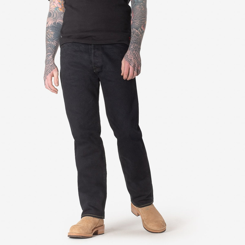 Iron Heart IH-1955S-OD 21oz Selvedge Denim "1955" Straight Cut Jeans - Indigo Overdyed Black outlook