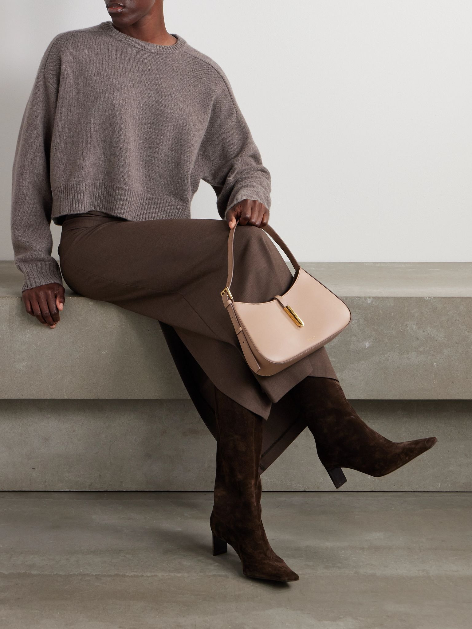 Bruzzi cropped wool and cashmere-blend sweater Taupe - 2
