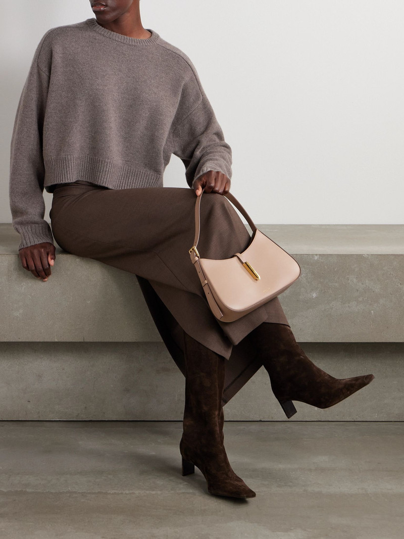 Loulou de Saison Bruzzi cropped wool and cashmere-blend sweater Taupe outlook