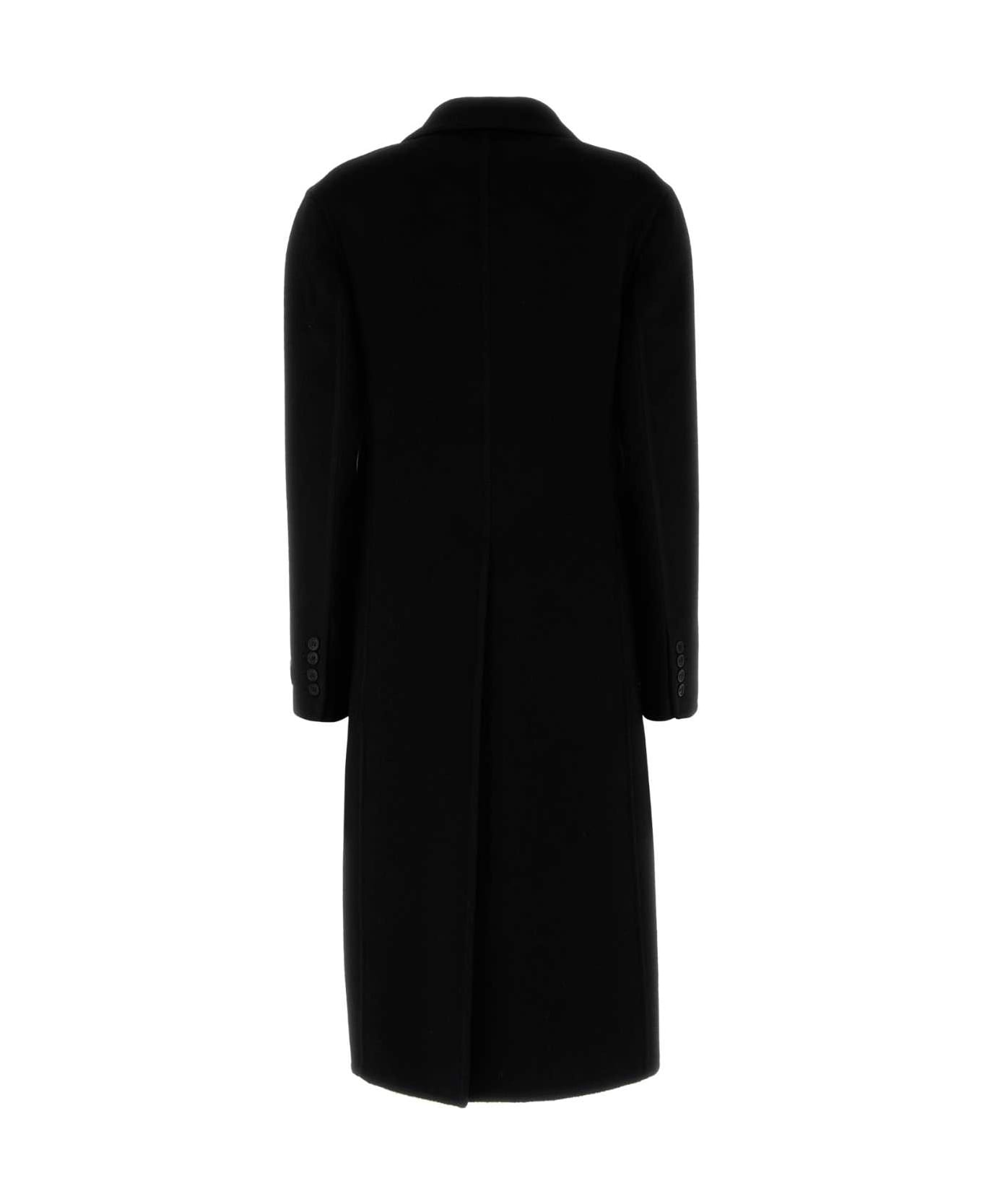Black Wool Blend Coat - 2