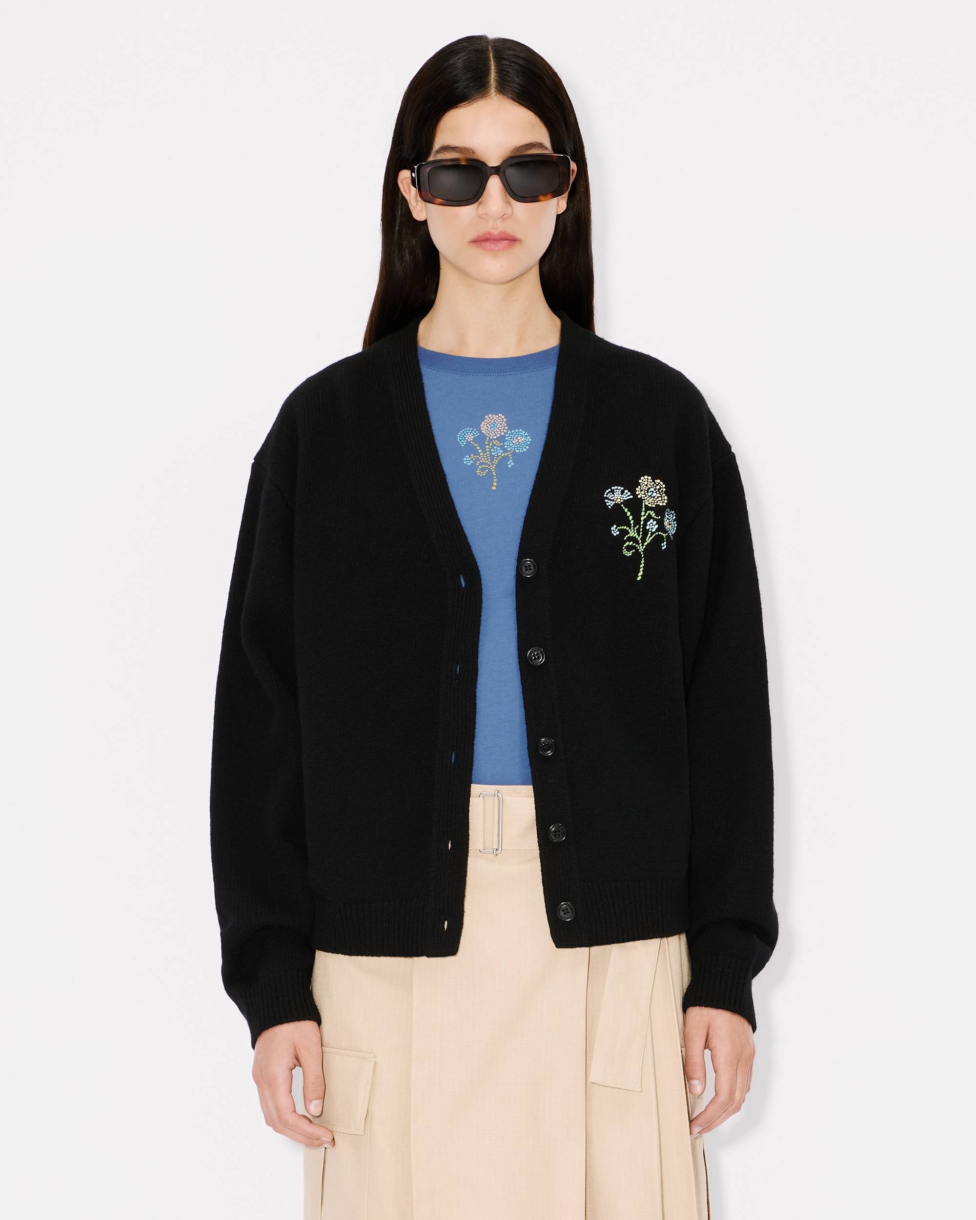 'KENZO Jungle Flower' embroidered cardigan in wool - 3