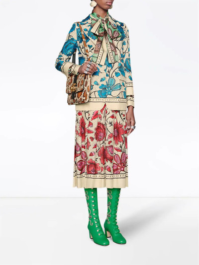 GUCCI Silk skirt with watercolor flower print outlook