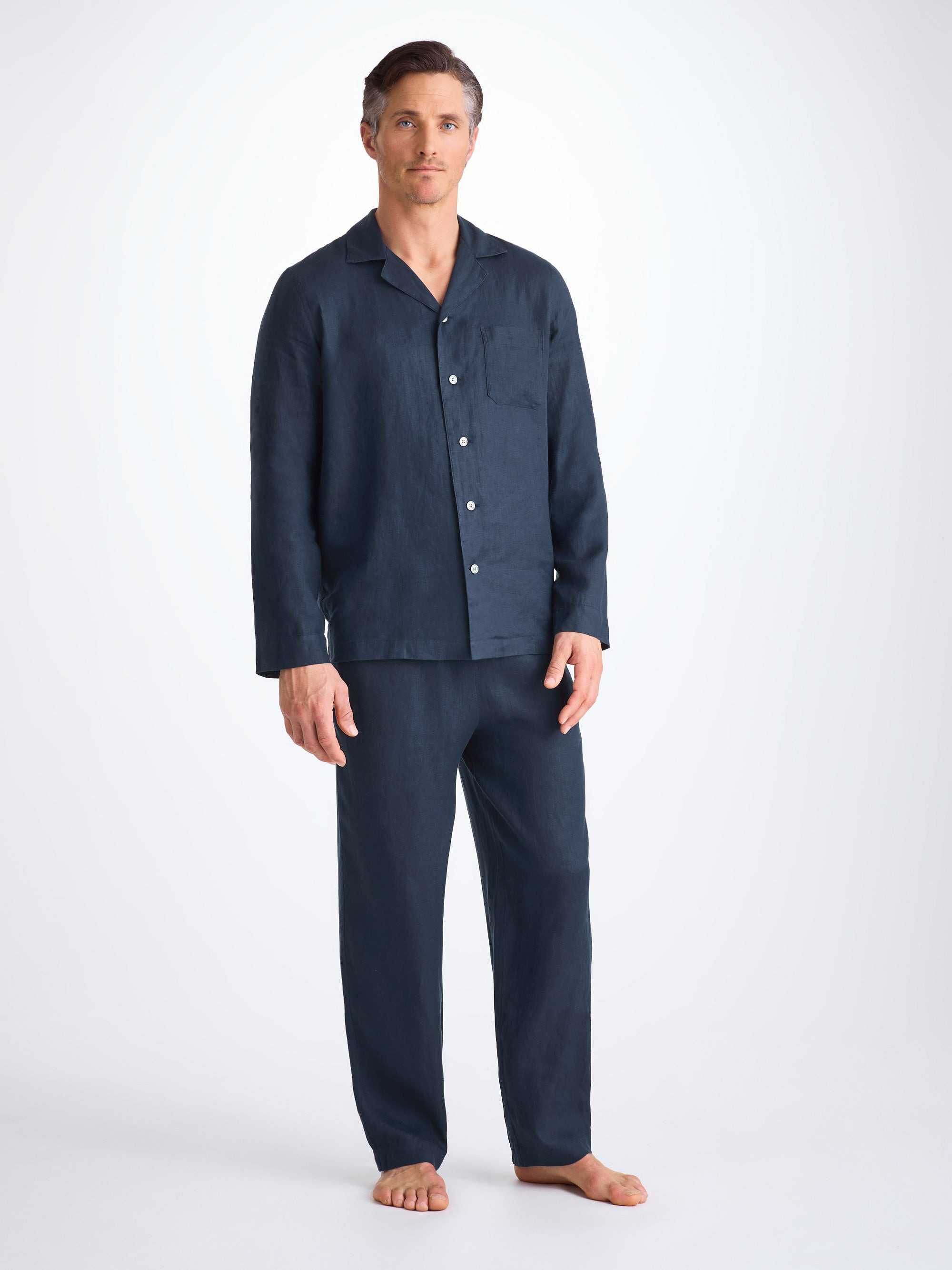 Men's Pajamas Sicily Linen Navy - 3